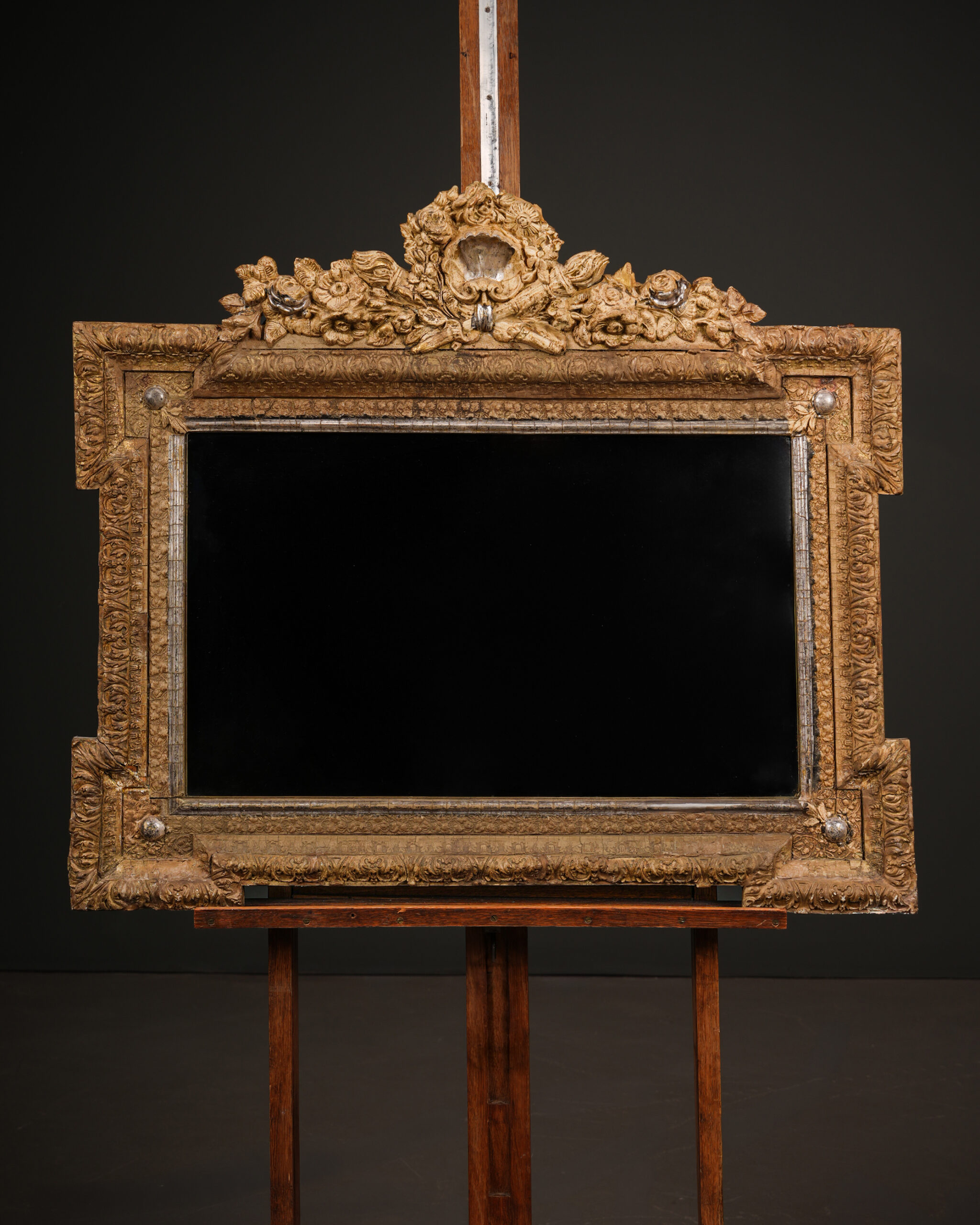 Yüksek Taçlı Meşale Motifli Fransız Ayna