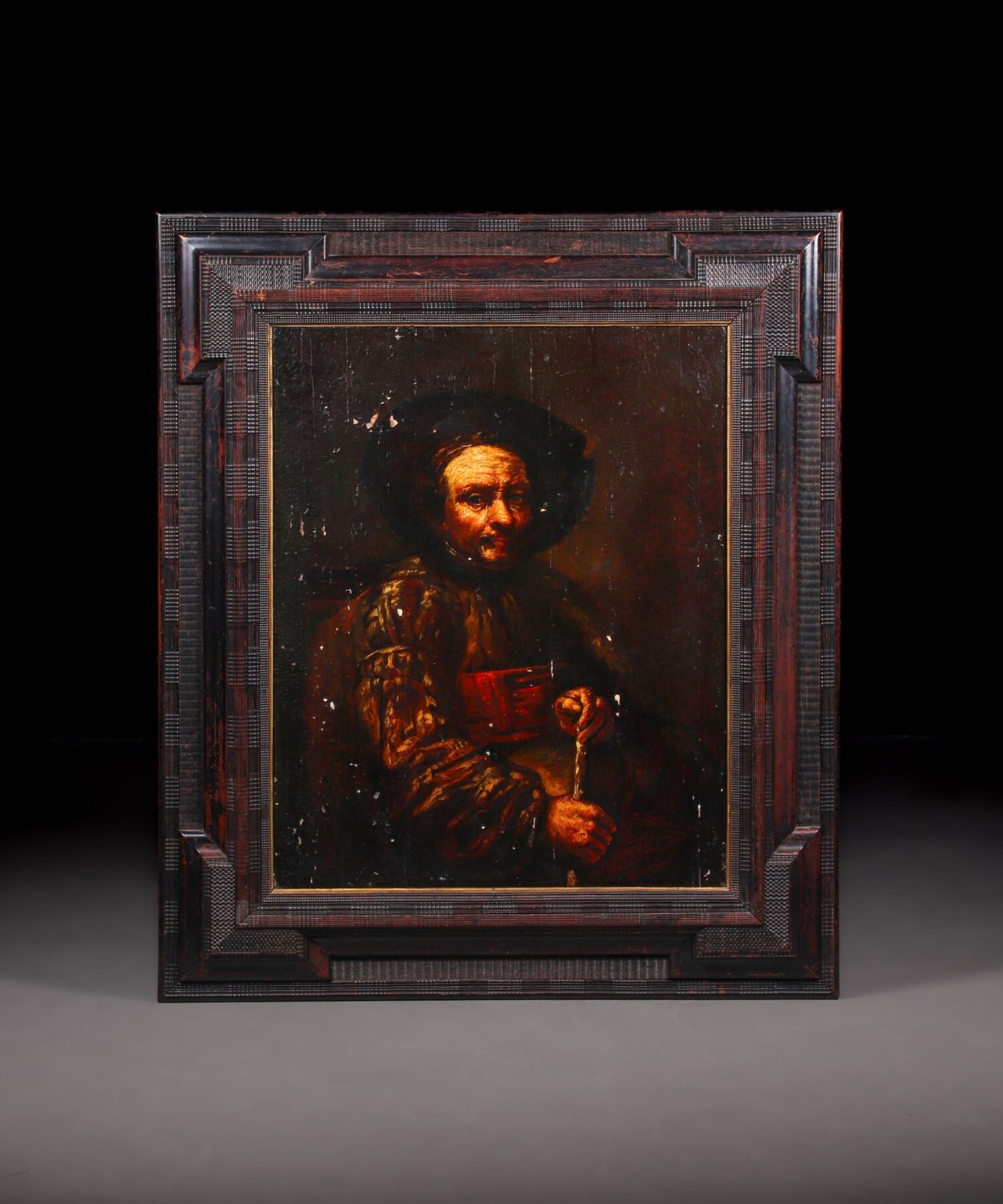 Rembrandt School, 17th Century. "Rembrandt van Rijn Portrait"