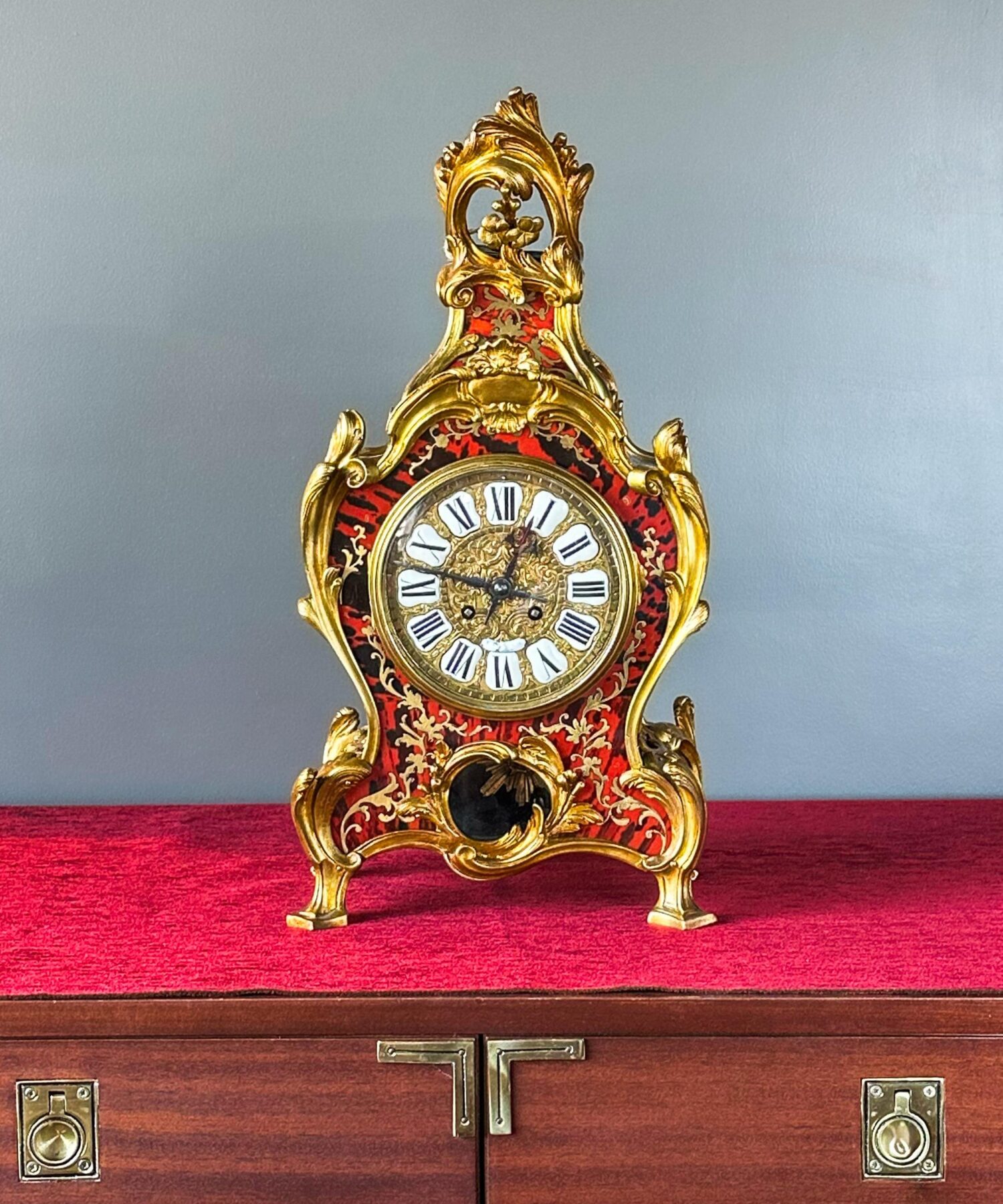 Fransız Boulle Saat - Pendule Cartel Louis XV Stili