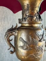 Kadife Başlıklı Bronz Lambader - Görsel 2