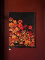 Kırmızı Çiçekler Yağlı Boya Tablo