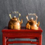 Porselen Saplı Bakır Demlikler - Çift