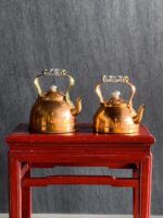 Porselen Saplı Bakır Demlikler - Çift