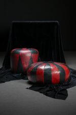 Kırmızı & Siyah Puf Takımı - Çift