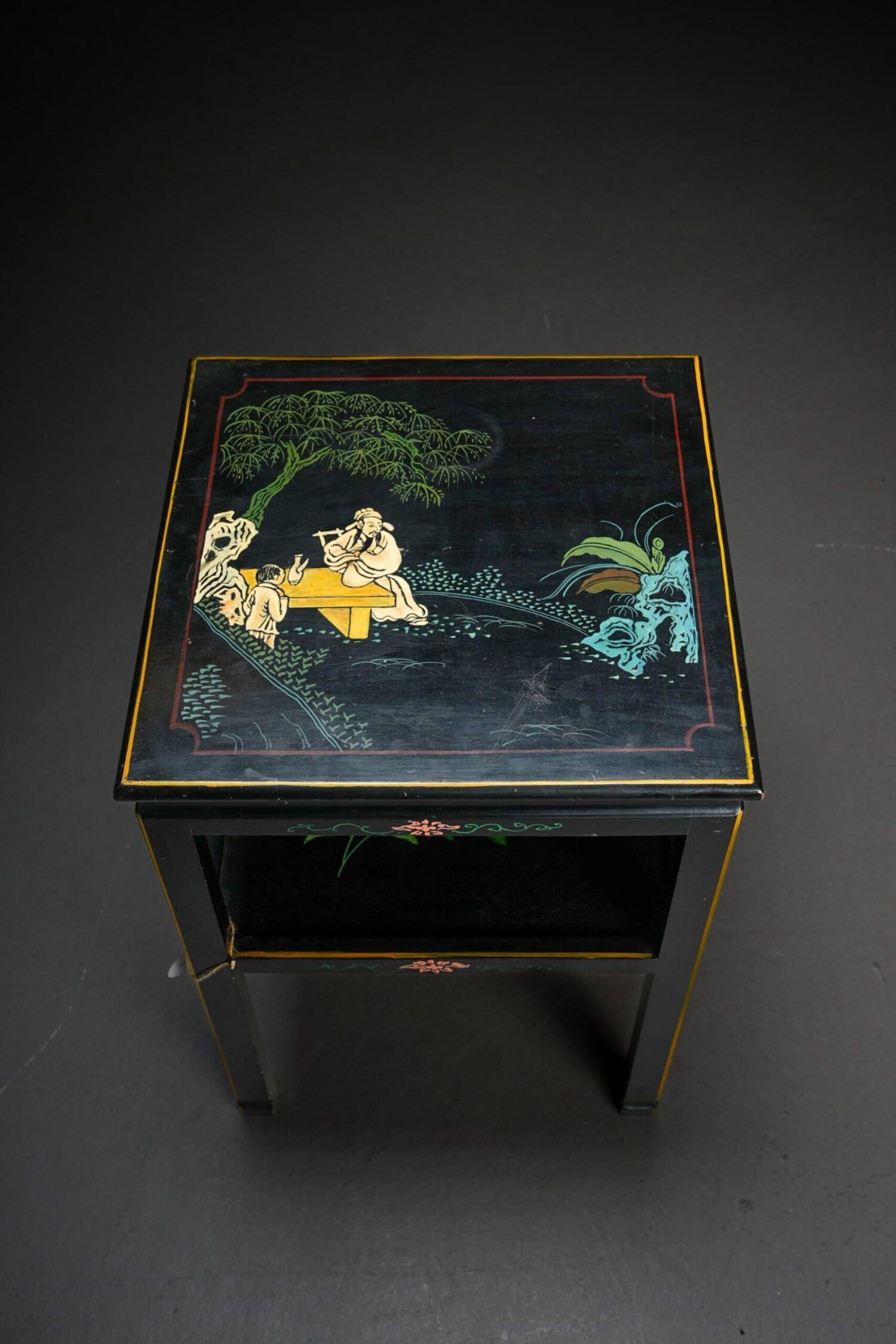 El Boyaması Siyah Çin Sehpa - Görsel 2