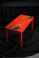 El Boyaması Kırmızı Çin Sehpa - Görsel 2