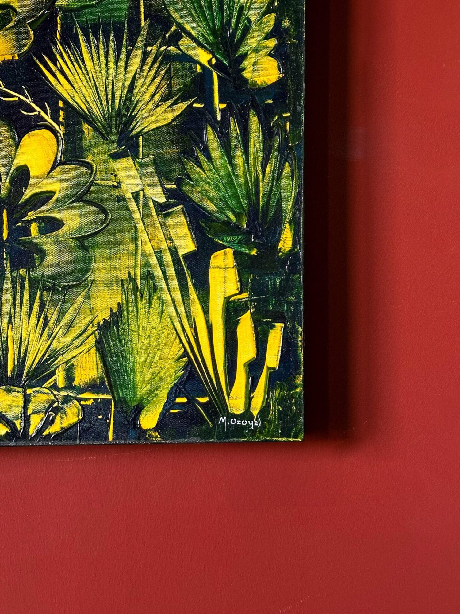 Yeşil Çiçekler Yağlı Boya Tablo - Görsel 2