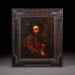 Rembrandt School, 17th Century. "Rembrandt van Rijn Portrait"