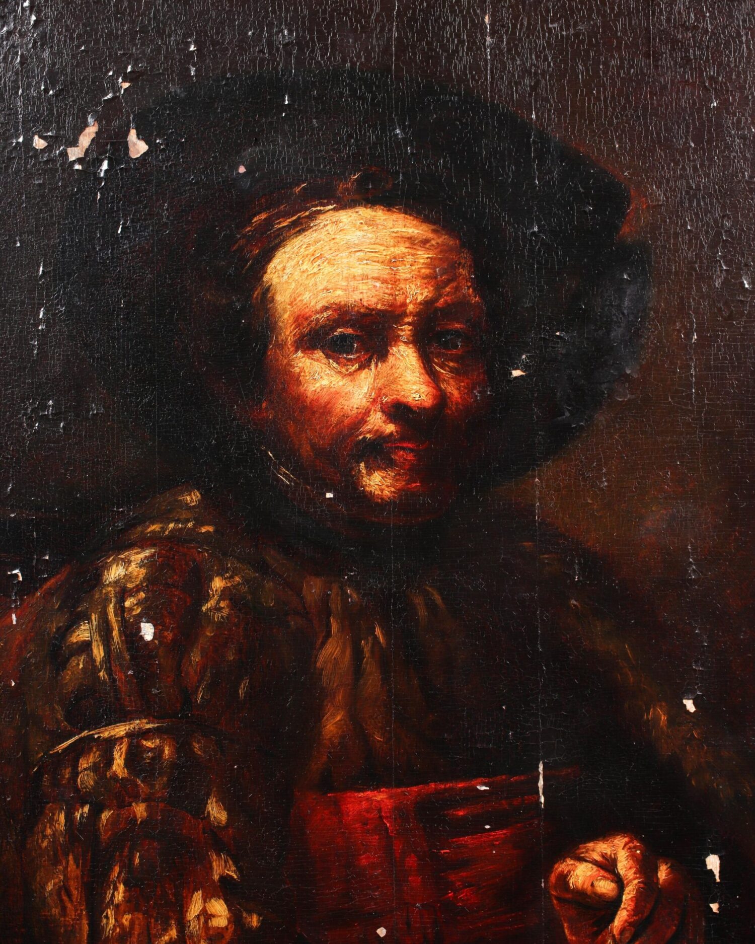Rembrandt School, 17th Century. "Rembrandt van Rijn Portrait" - Görsel 2