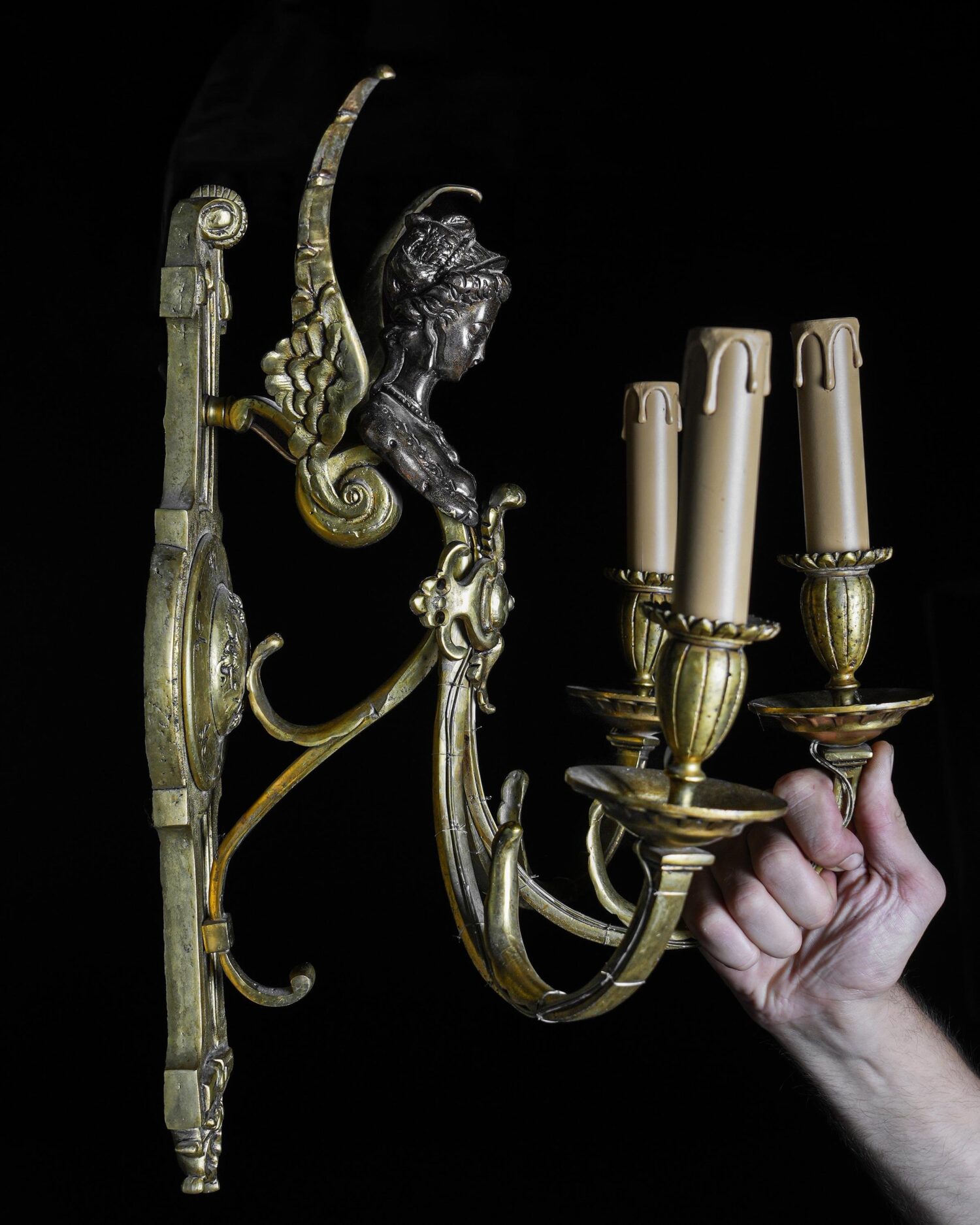 Kanatlı Siren Figürlü Bronz Aplikler - Çift - Görsel 2