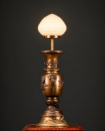 Kadife Başlıklı Bronz Lambader - Görsel 5