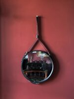 Adnet Yuvarlak Deri Ayna - Siyah