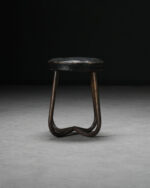 Döküm Demir Ayaklı Vintage Deri Tabure