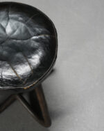 Döküm Demir Ayaklı Vintage Deri Tabure - Görsel 3