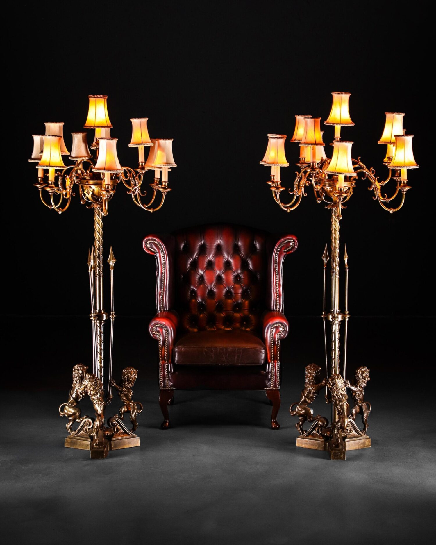 Altın Vermeyli Bronz Lambalar - Çift - Görsel 1