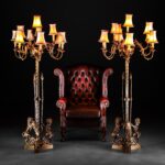 Altın Vermeyli Bronz Lambalar - Çift