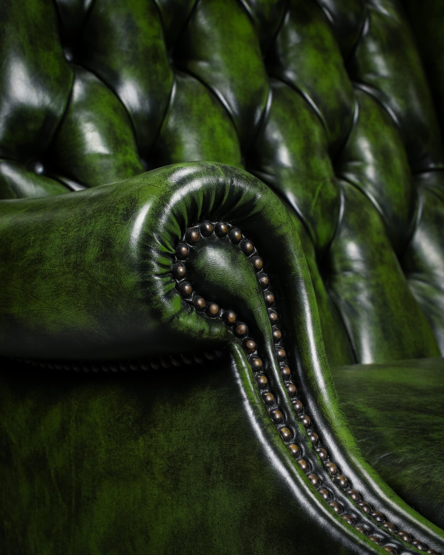 Yeşil Chesterfield Berjer ve Puf - Görsel 9