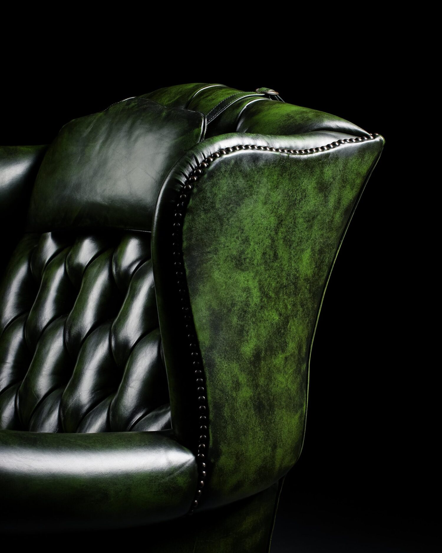 Yeşil Chesterfield Berjer ve Puf - Görsel 6