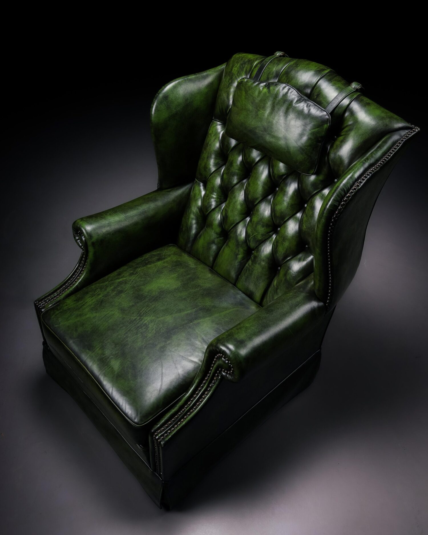 Yeşil Chesterfield Berjer ve Puf - Görsel 7