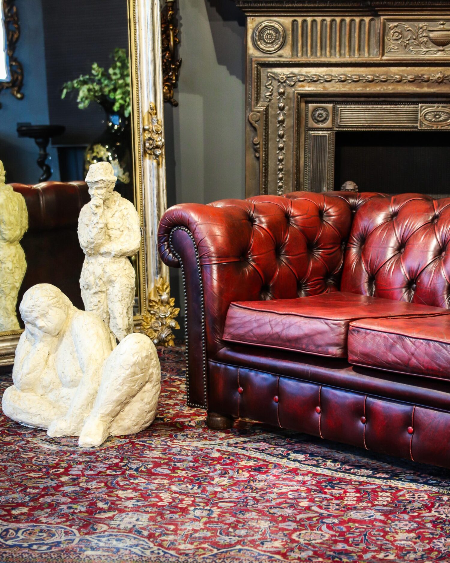 Kırmızı Chesterfield Kanepe - Görsel 6