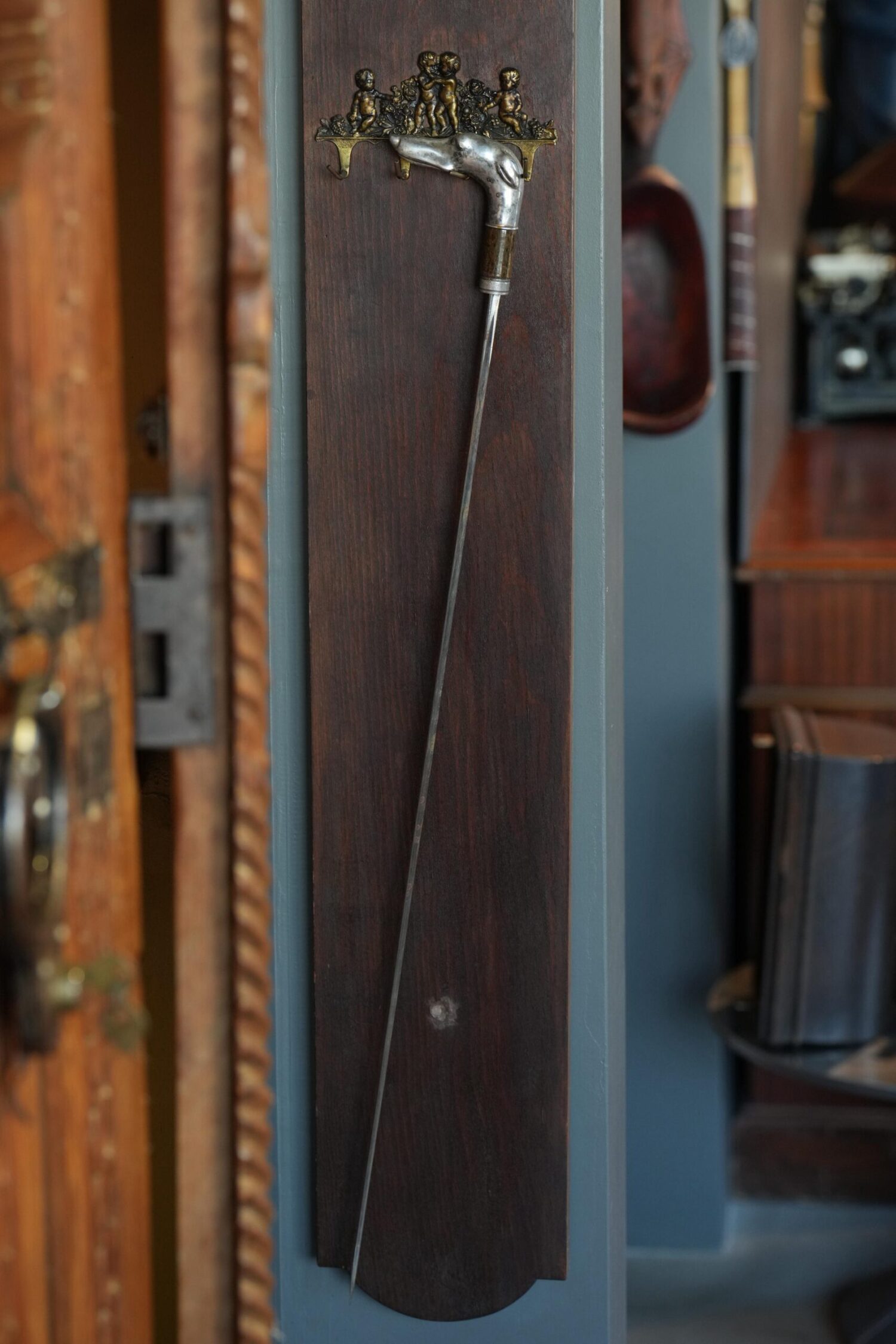 Gümüş Tazı Başlı Kılıç Baston - Görsel 3