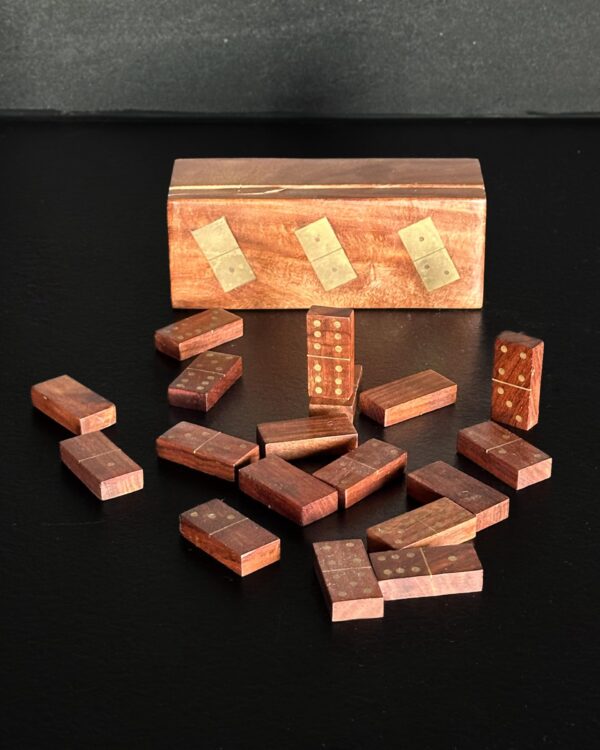 Pirinç Kakmalı Ahşap Domino - Kod 3704