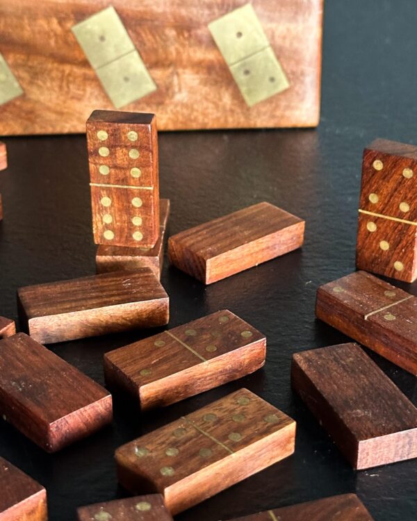 Pirinç Kakmalı Ahşap Domino - Kod 3704