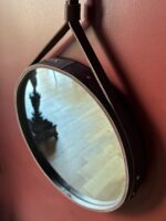 Adnet Yuvarlak Deri Ayna - Kahve - Görsel 2