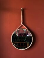 Adnet Yuvarlak Deri Ayna - Kahve