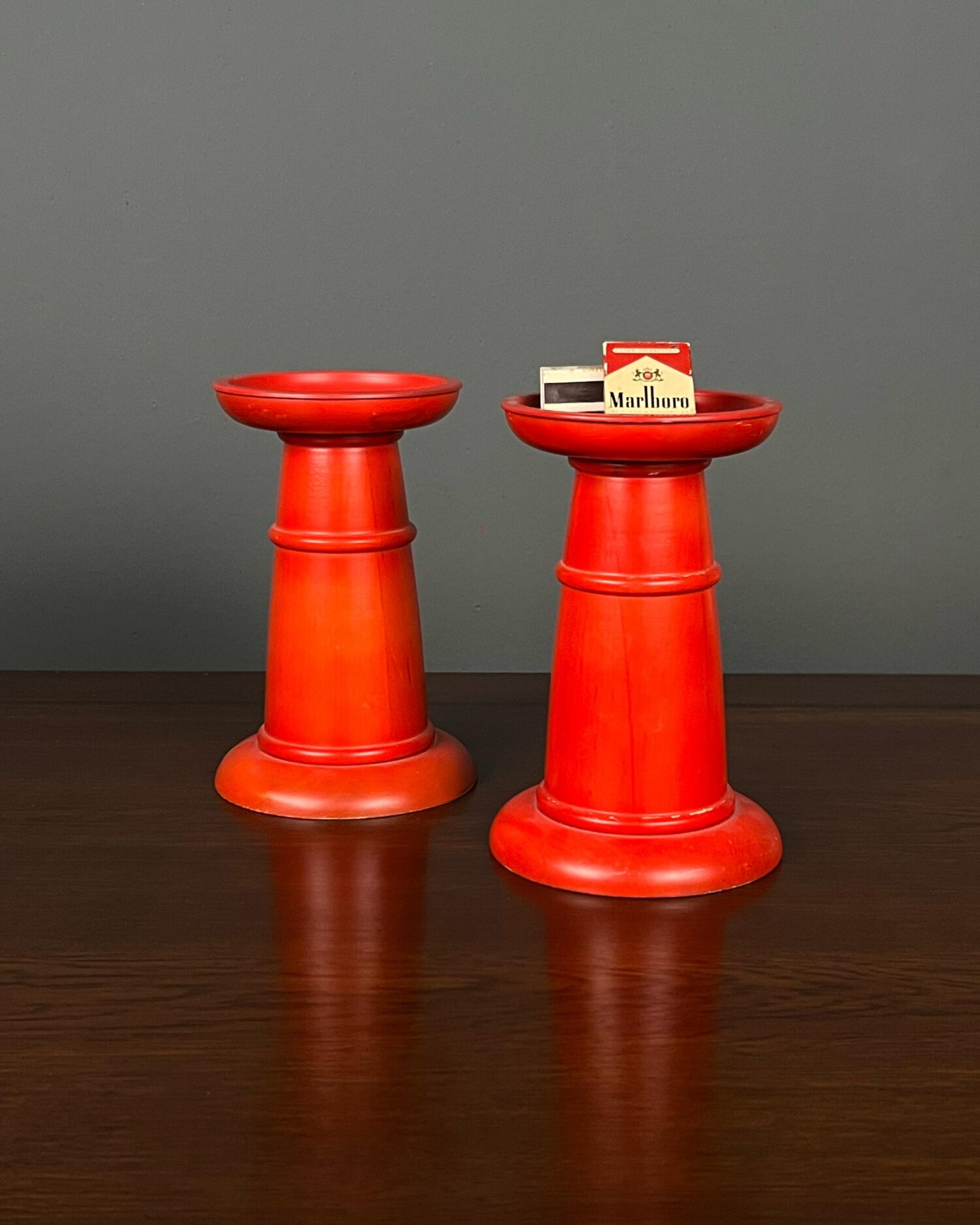 Kırmızı Vintage Şamdanlar - Çift - Görsel 1