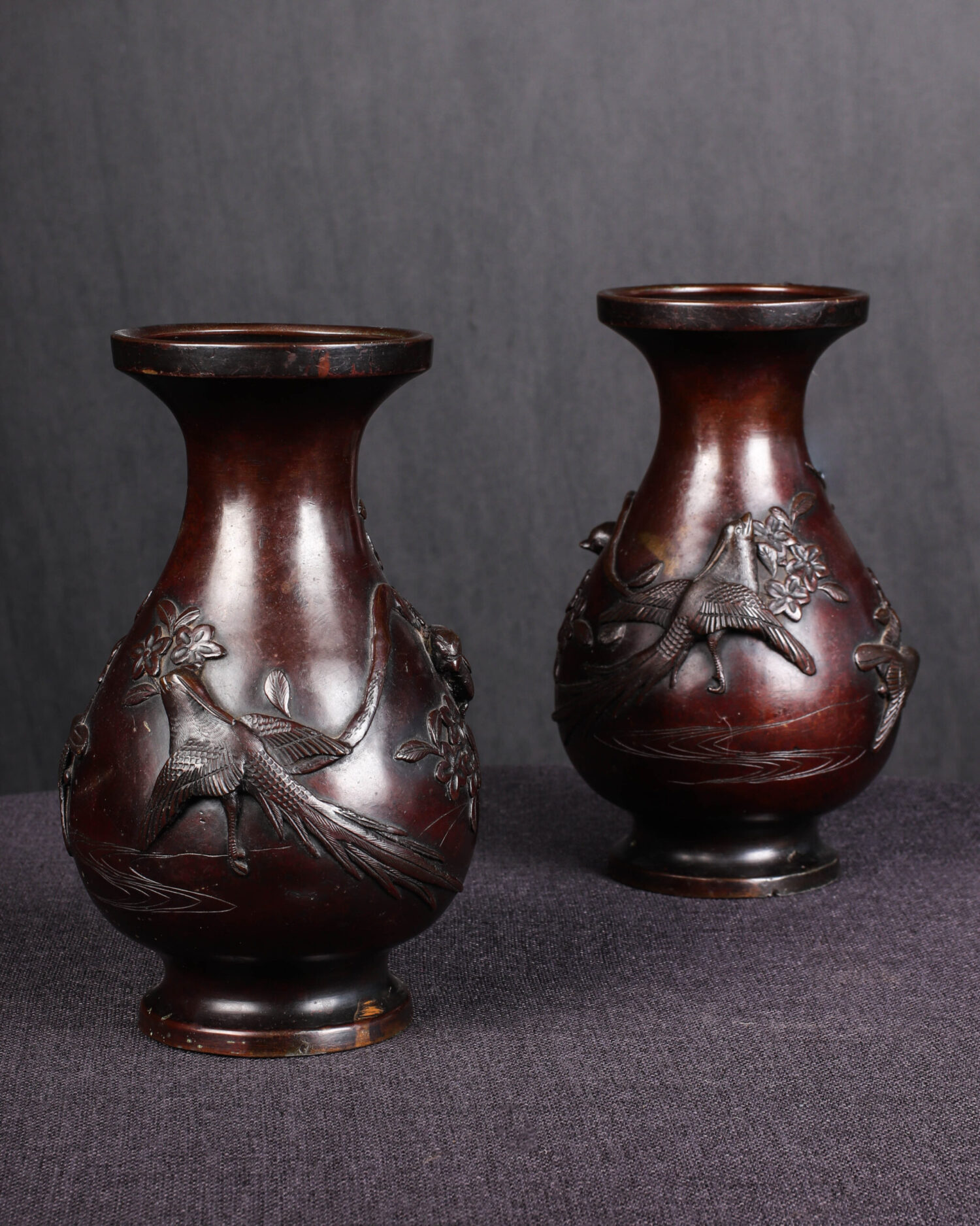 Bronz Japon Vazolar - Çift - Görsel 1