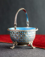 Mavi Opalin Camlı Gümüş Kaplama Şekerlik - Görsel 3