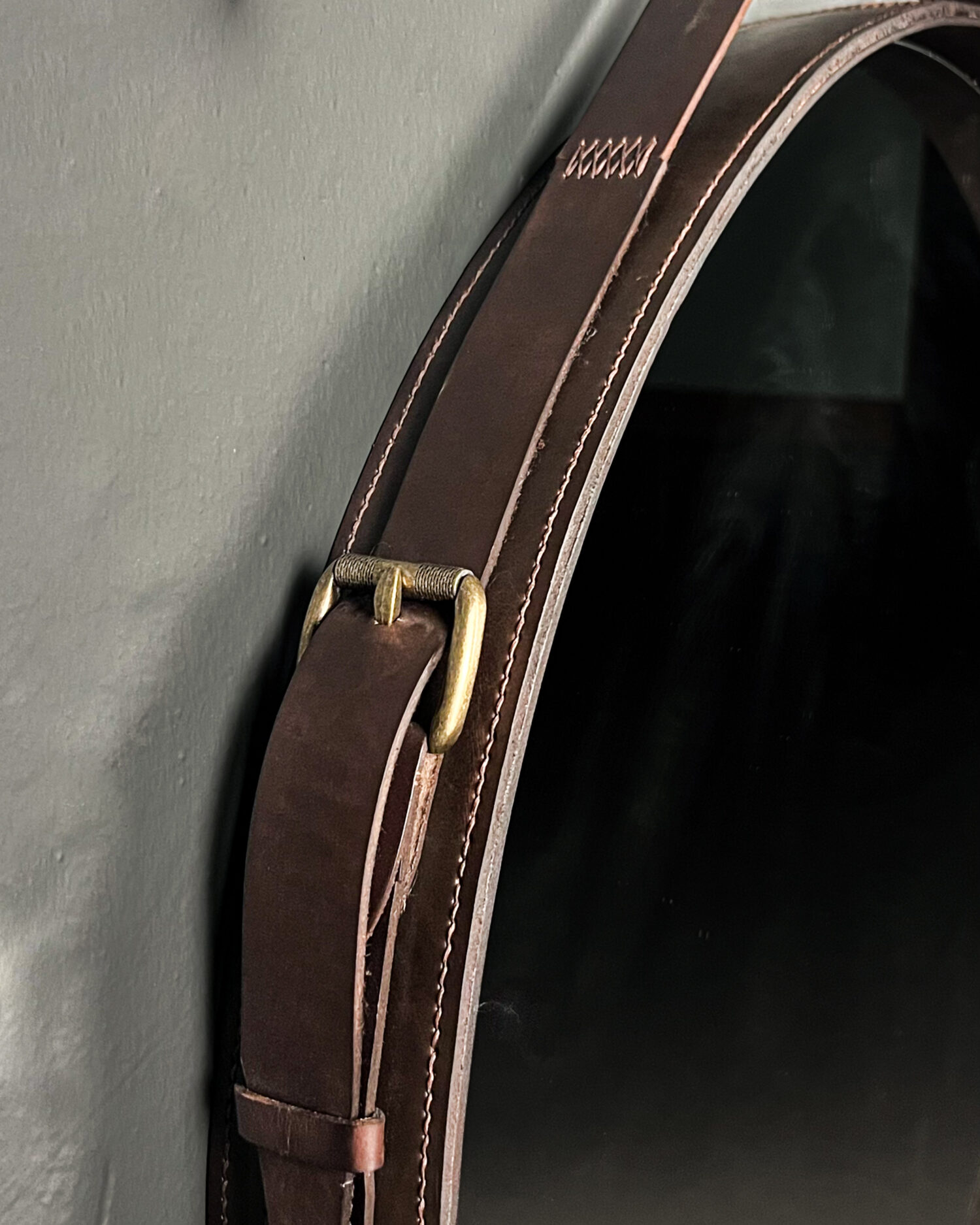 Adnet Yuvarlak Deri Ayna - Acı Kahve - Görsel 2