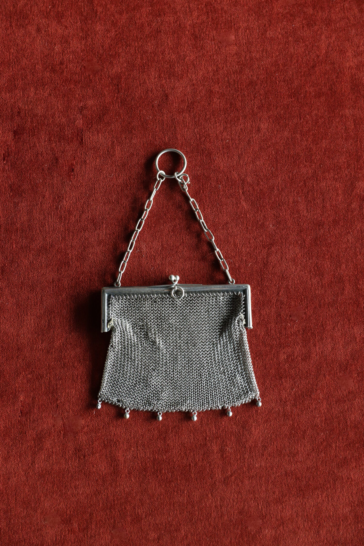 Antika Gümüş Örgü Çanta - Görsel 1