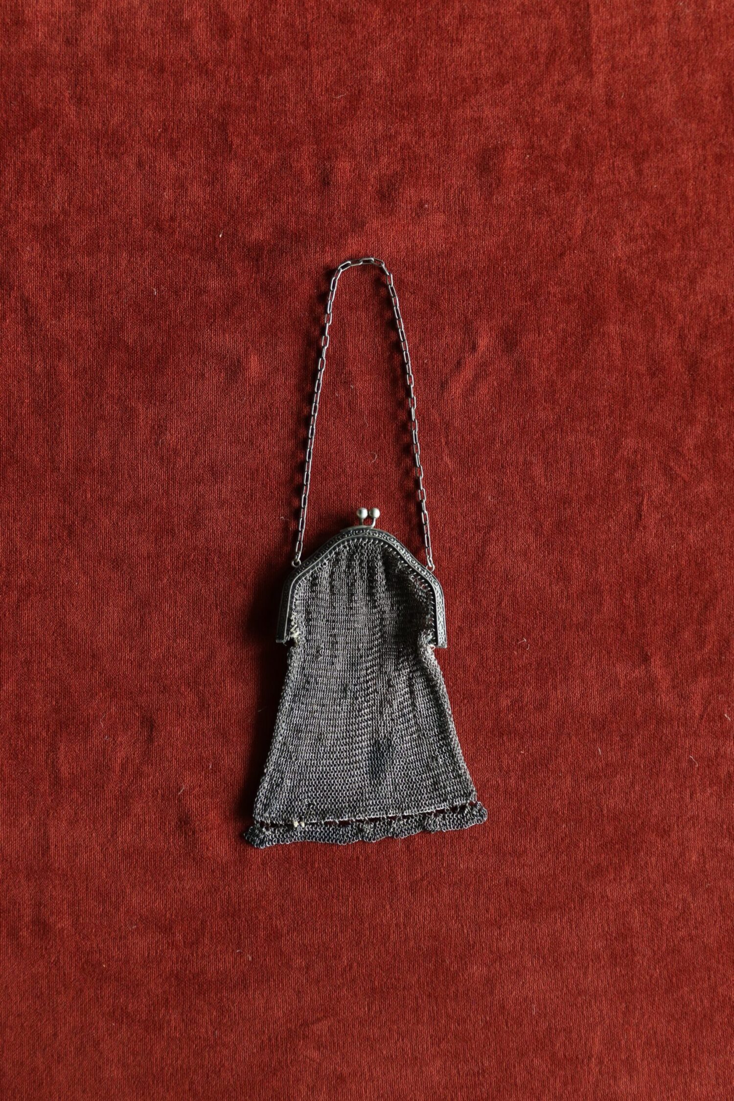 Antika Gümüş Örgü Çanta - Görsel 1