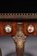 Antika, Fransız, Gül Ağacı & Porselen Teşhir Sehpası - Görsel 2