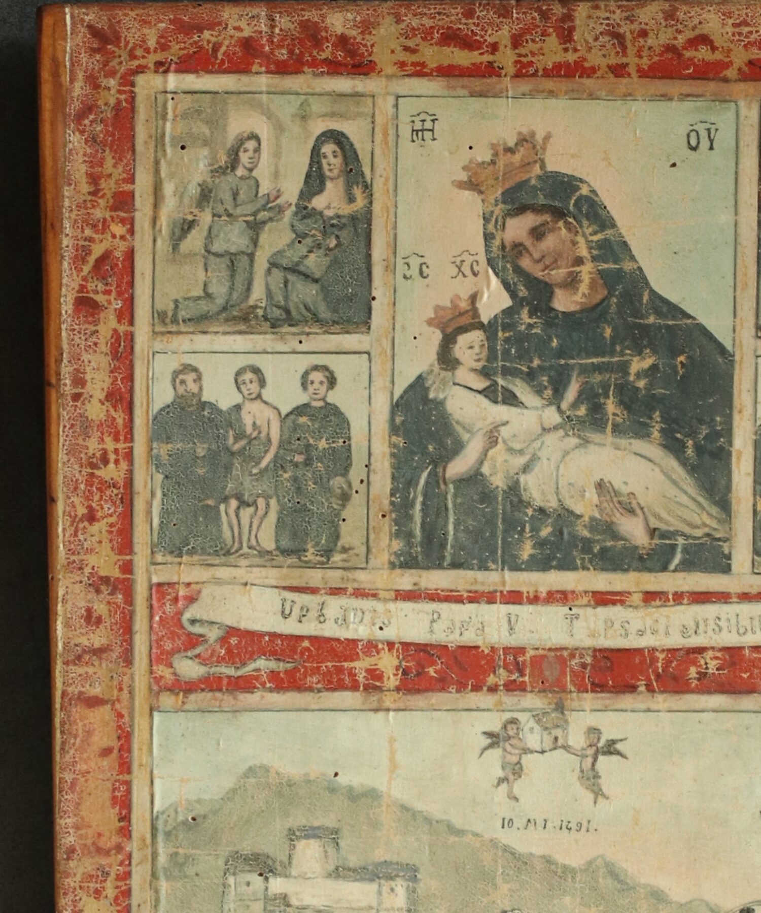 Ahşap Panel Üzerine Uygulanmış El Boyaması Antika Kumaş - Görsel 2