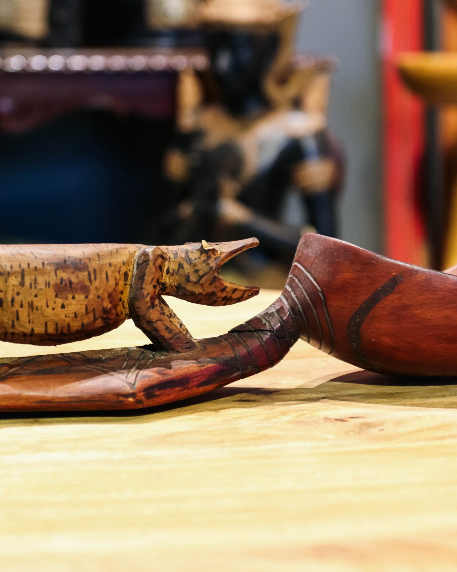 Yekpare Ahşaptan Oyulmuş Dekoratif Kepçe - Görsel 3