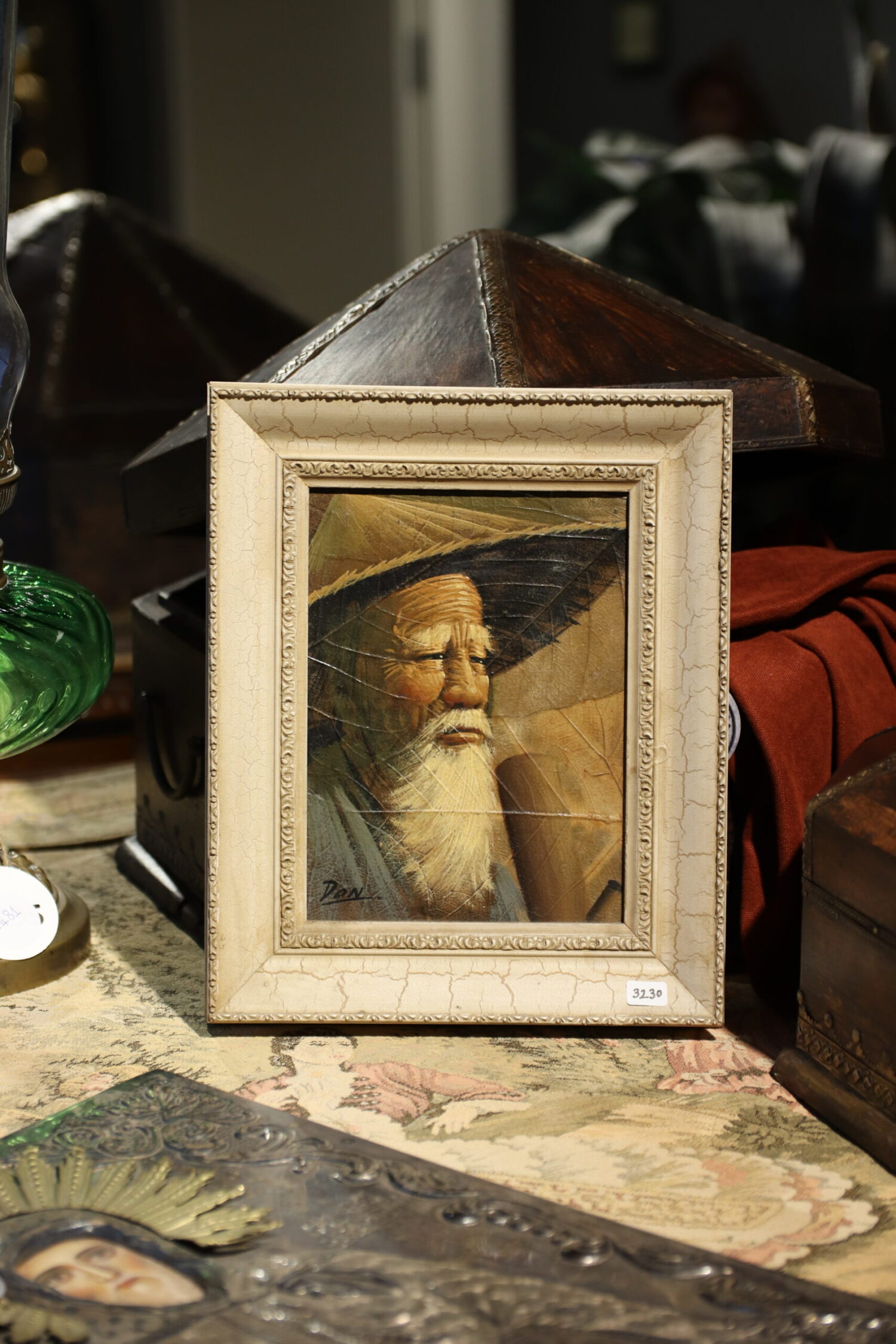 Yaprak Üzeri Boyama Vintage Tablo - Görsel 1