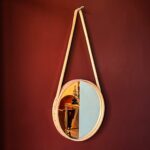 Adnet Yuvarlak Deri Ayna - Pembe