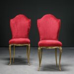 Pirinç Ayaklı Kırmızı Kadife Sandalye