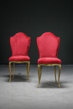 Pirinç Ayaklı Kırmızı Kadife Sandalye