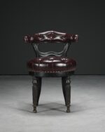 Viktorya Stili Deri Çalışma Koltuğu - Görsel 2