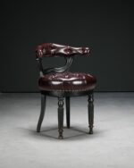 Viktorya Stili Deri Çalışma Koltuğu - Görsel 5