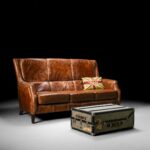 Vintage Deri Üçlü Kanepe - Kod