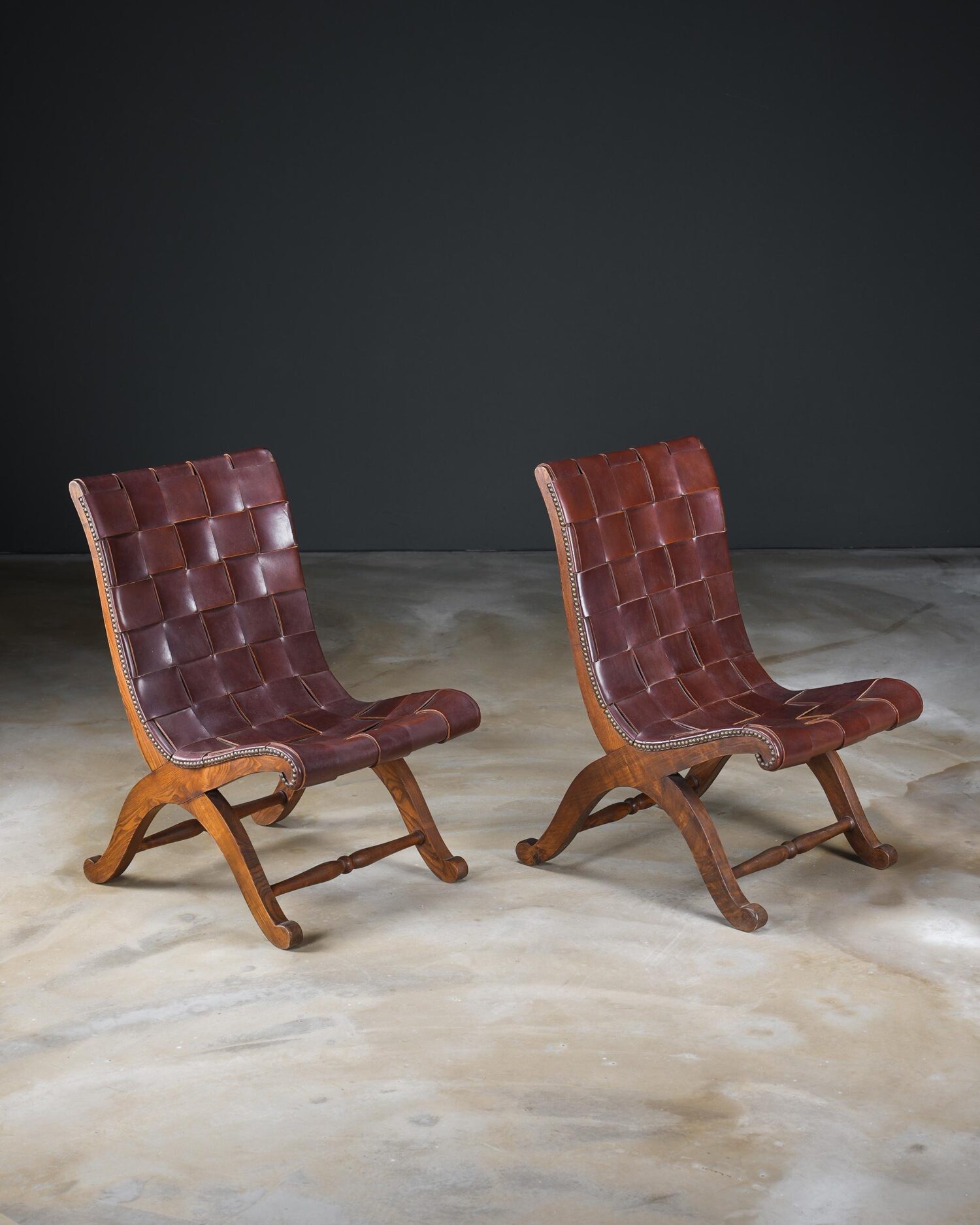 Pierre Lottier Alçak Deri Koltuklar - Çift - Görsel 5