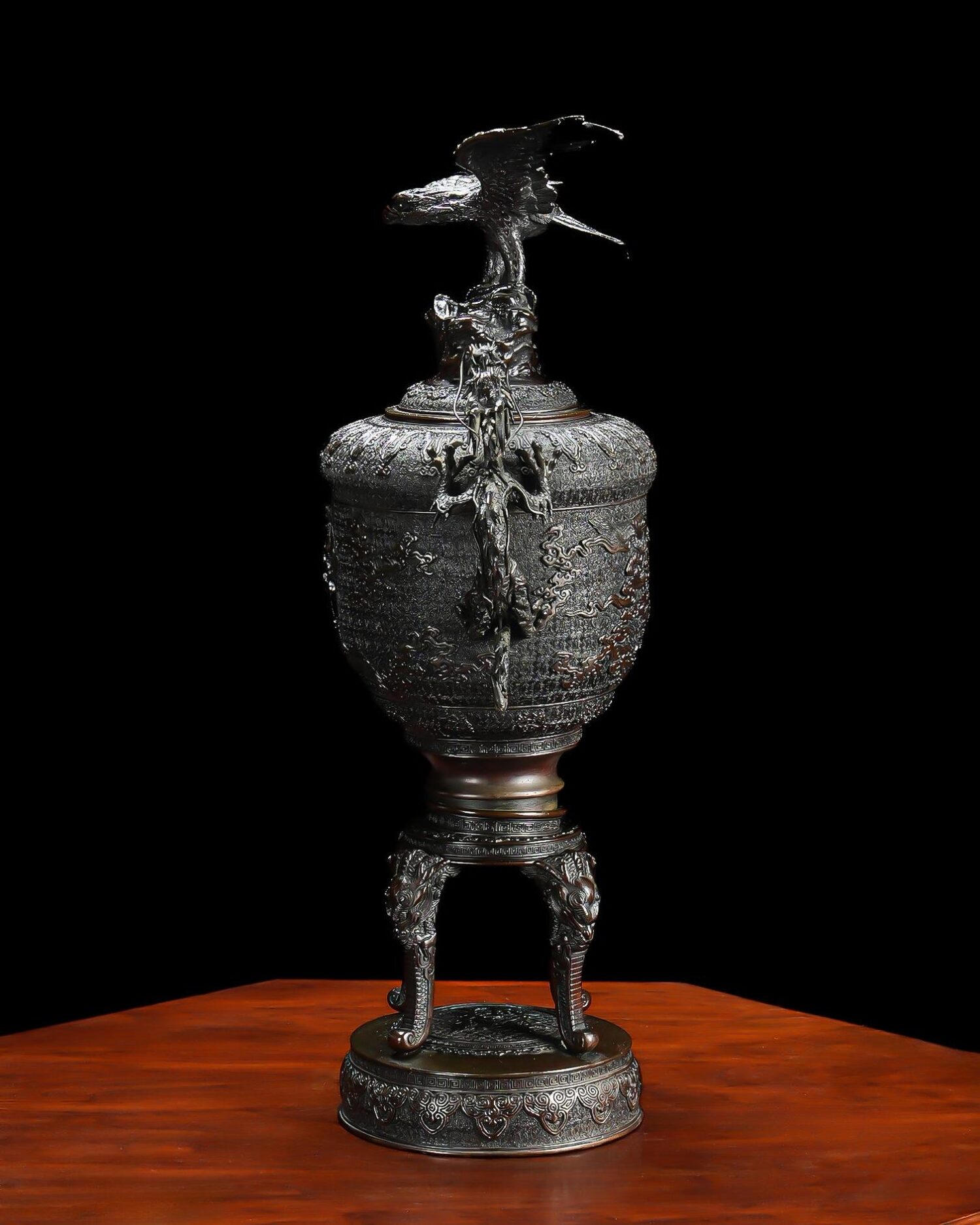 Büyük Bronz Japon Vazo - Görsel 2