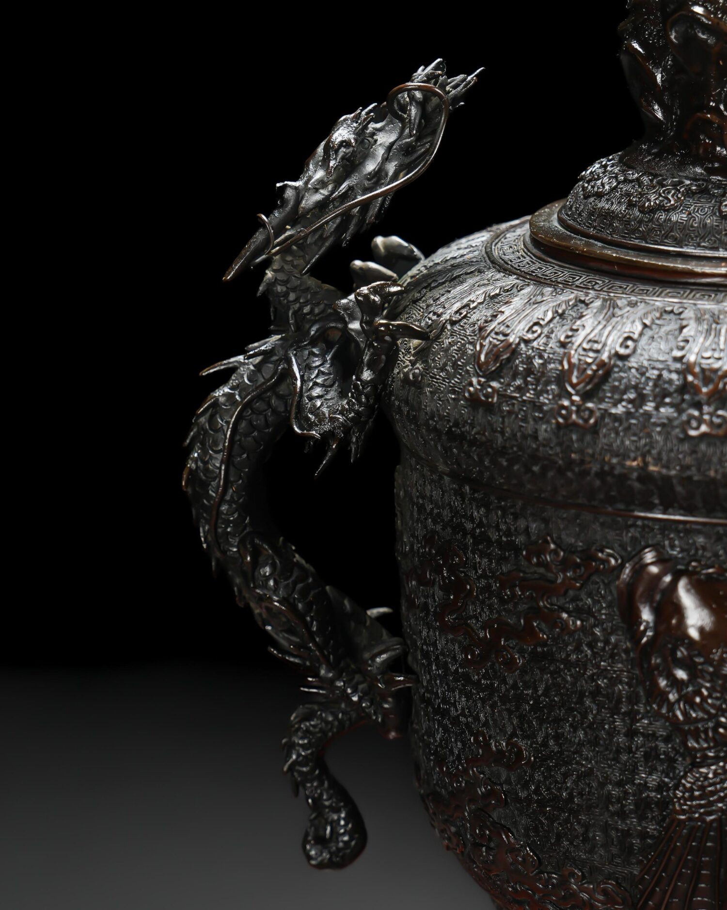 Büyük Bronz Japon Vazo - Görsel 5