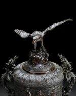 Büyük Bronz Japon Vazo - Görsel 4