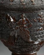 Büyük Bronz Japon Vazo - Görsel 7